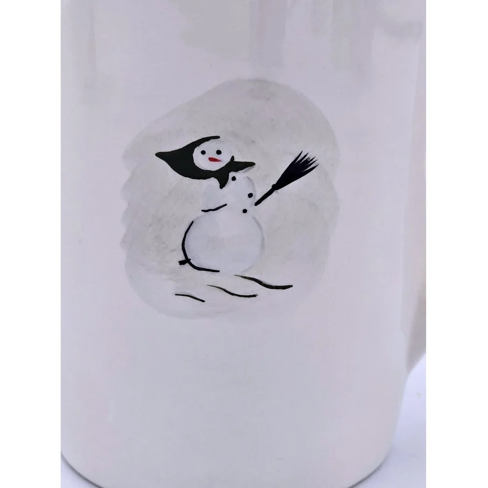 Williams Sonoma 10 oz. Snowman Ceramic Gift Mug with Spoon Set‎ Red Ribbon